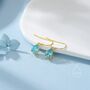 Sterling Silver Aquamarine Blue Cz Droplet Drop Earrings, thumbnail 2 of 12