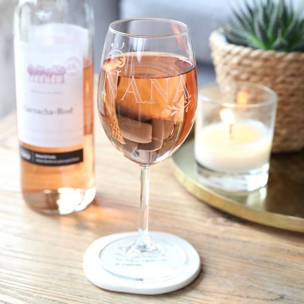 Personalised Vintage Floral Name Wine Glass By Lisa Angel