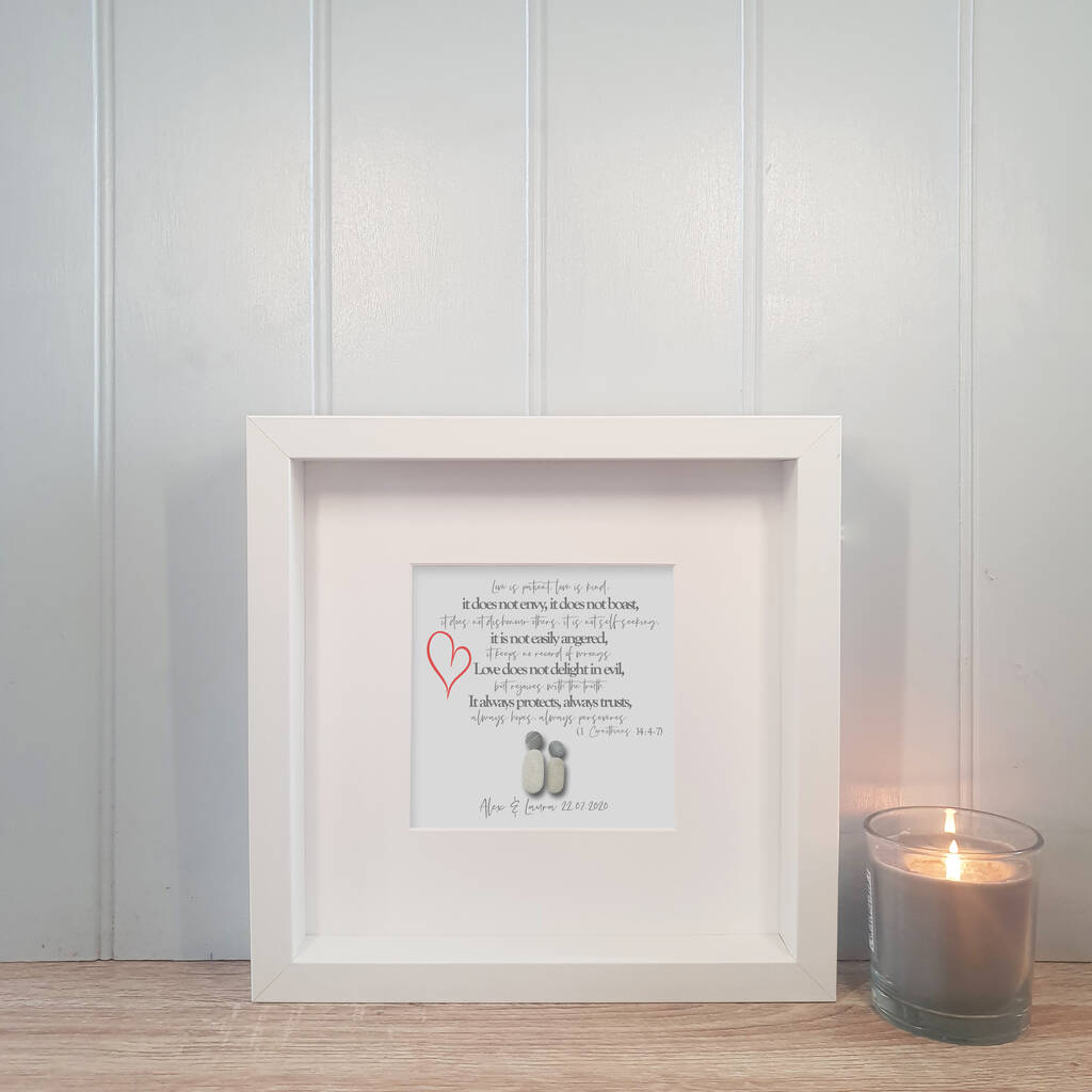 'Love Is Patient…' Framed Christian Pebble Art, 1 of 3