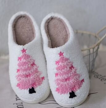 Pink Christmas Tree Slippers, 3 of 4