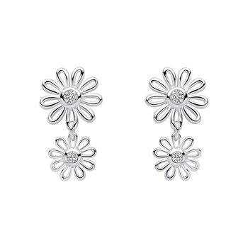 Sterling Silver Daisy Gemstone Drop Earrings, 10 of 12