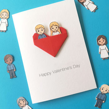Personalised Couple Valentine's Day Origami Heart Card, 7 of 8