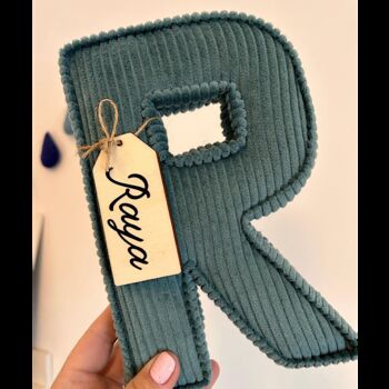 Personalised Wooden Tags Corduroy Fabric Letter, 5 of 6
