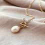 18ct Gold Plated T Bar Pearl Necklace, thumbnail 2 of 5