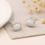Sterling Silver White Opal Oval Stud Earrings, thumbnail 1 of 11