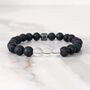 Men's Clear Quartz And Lava Bead April Birthstone Bracelet, thumbnail 1 of 10
