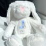 White Personalised Bunny Rabbit Boy Soft Toy, thumbnail 5 of 7