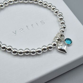 Sterling Silver Stretch Bracelet With Birthstone, 2 of 4