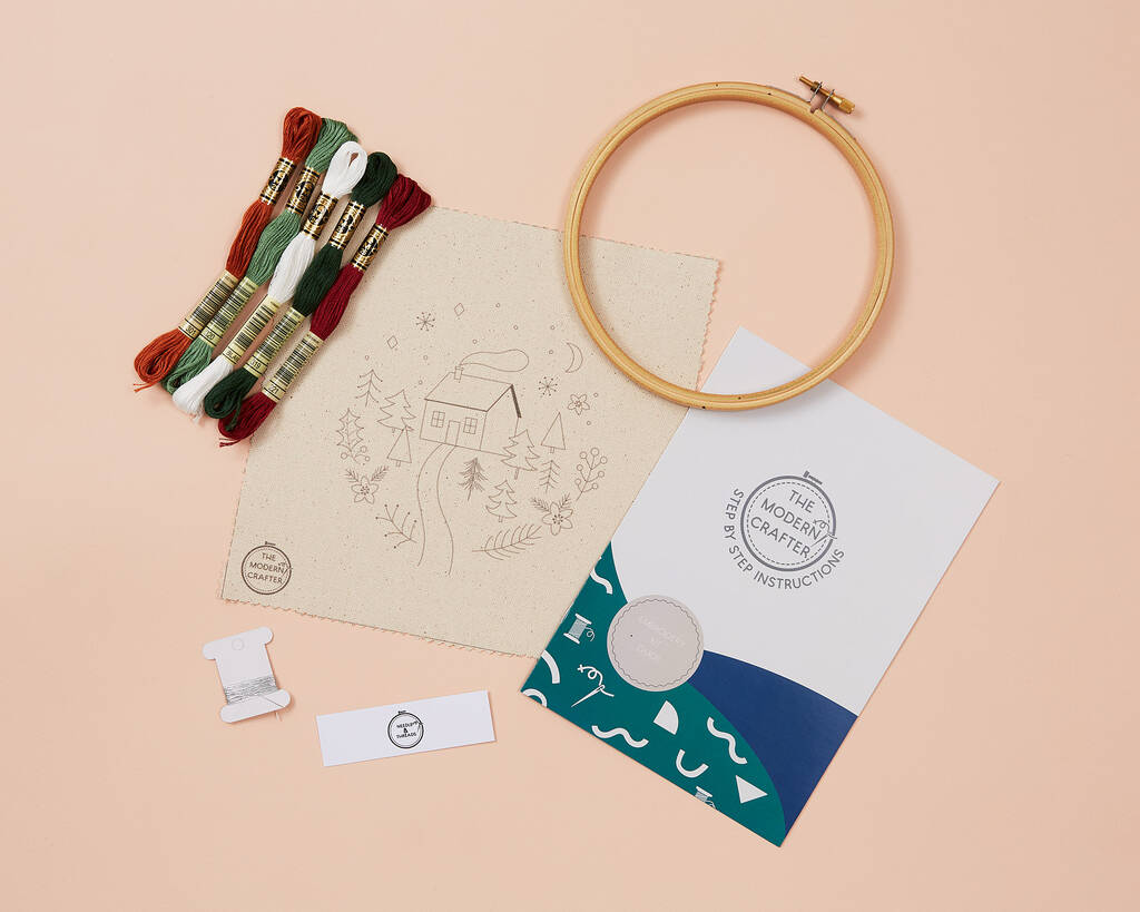 Beginner Winter Forest Embroidery Kit By The Modern Crafter