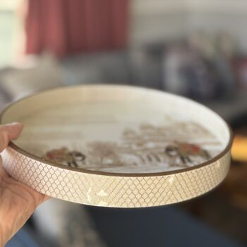 Round Wood Decorative Tray Bedside Trinket Dish, 10 of 12