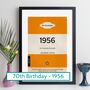 Personalised 70th Birthday Print 1956 Book Cover Gift, thumbnail 1 of 12