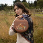 Fox And Pumpkin Embroidered Tan Saddle Bag, thumbnail 2 of 6