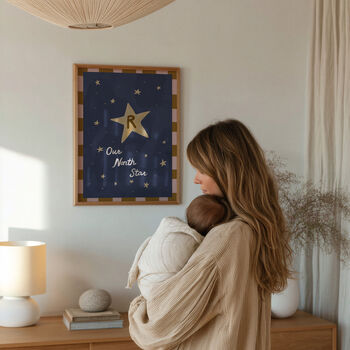 Personalised Our North Star Nursery Initial Art Print, 12 of 12