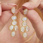 Moonstone Cabuchon Gold Plated Silver Earrings, thumbnail 3 of 12