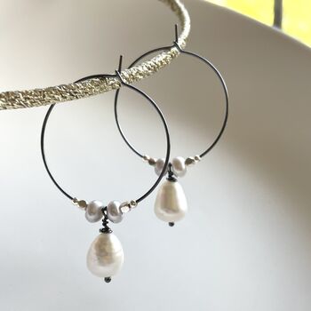Pearls Are For Pirates Oxidised Silver Hoops, 6 of 7