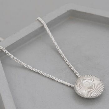 Sterling Silver Round Necklace With Sunburst Motif, 4 of 12