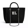 Personalised Black Large Chain Initial Tote Beach Bag, thumbnail 3 of 9