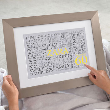 Personalised 60th Birthday Word Art Print, 10 of 12