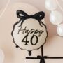 Happy 40 Black Bow Foil Balloon, thumbnail 2 of 3