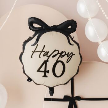 Happy 40 Black Bow Foil Balloon, 2 of 3