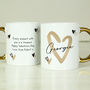 Personalised Hearts Gold Handled Ceramic Mug, thumbnail 2 of 8