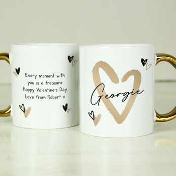 Personalised Hearts Gold Handled Ceramic Mug, 2 of 8