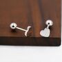 Heart Screwback Earrings In Sterling Silver, thumbnail 2 of 11