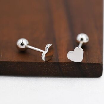 Heart Screwback Earrings In Sterling Silver, 2 of 12