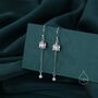 Sterling Silver Lily Of The Valley With Dangle Pearl Dangle Earrings, thumbnail 6 of 10