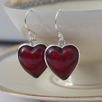 Heart Earrings In Silver And Murano Glass, 8 of 12