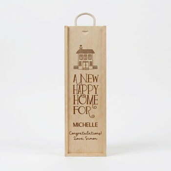 Personalised New Home Celebration Wooden Wine Box, 3 of 3