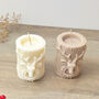 Neutral Christmas Pillar Candle With Christmas Reindeer, thumbnail 10 of 10