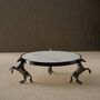 Handmade Black Horse Leg Footed White Marble Serving Tray, thumbnail 1 of 2