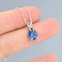 Sterling Silver Sapphire Blue Pear Cut Cz Necklace, thumbnail 4 of 11
