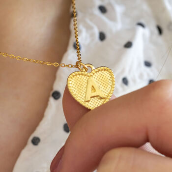 Dotted Heart Initial Charm Necklace, 7 of 12