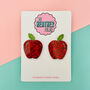 Red Apple Glitter Earrings, thumbnail 1 of 2
