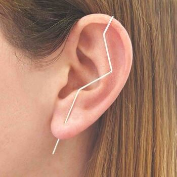 Zig Zag Oxidised Silver Single Ear Cuff Earring, 3 of 8