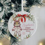 Personalised Baby's First Christmas Ceramic Bauble In Pink, Blue Or Red, thumbnail 3 of 7