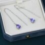 Sterling Silver Alexandrite Purple Blue Droplet Cz Threader Earrings, thumbnail 1 of 12