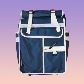 Eco Navy Blue Rolltop Backpack Pannier Bag, 5 of 8