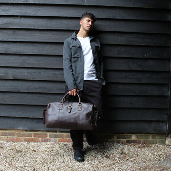 'Drake' Men's Leather Holdall In Chestnut Leather, 2 of 12