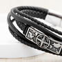 Personalised Travel Compass Stacked Leather Bracelet, thumbnail 3 of 5