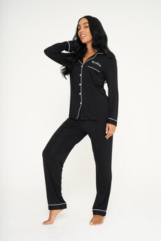 Personalised Super Soft Black Long Jersey Pyjamas, 2 of 7