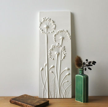 Allium And Poppies Plaster Cast Wall Plaque, 2 of 7