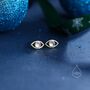 Moonstone Or Opal Eye Stud Earrings In Sterling Silver, thumbnail 3 of 12