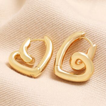Large Scribble Heart Hoop Earrings In Gold, 2 of 4