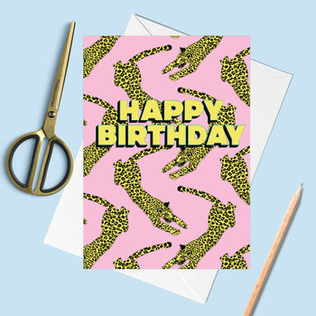 Happy Birthday Leopard Greetings Card, 2 of 4
