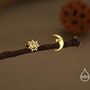 Mismatched Sun And Moon 16 G Flat Back Earrings In Sterling Silver, thumbnail 6 of 12