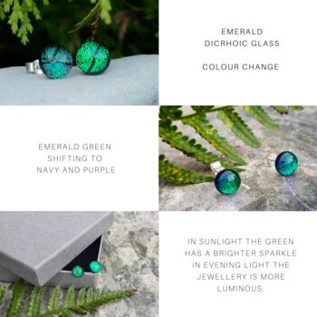 Emerald Green Glass And Sterling Silver Stud Earrings, 7 of 12