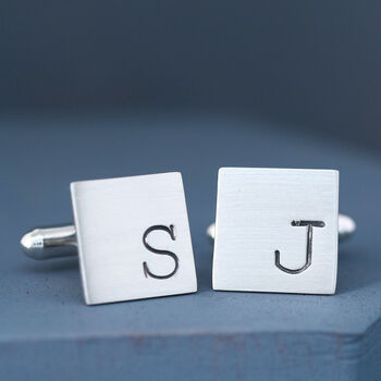 Sterling Silver Initial Cufflinks. Personalised Graduation Cufflinks, 12 of 12